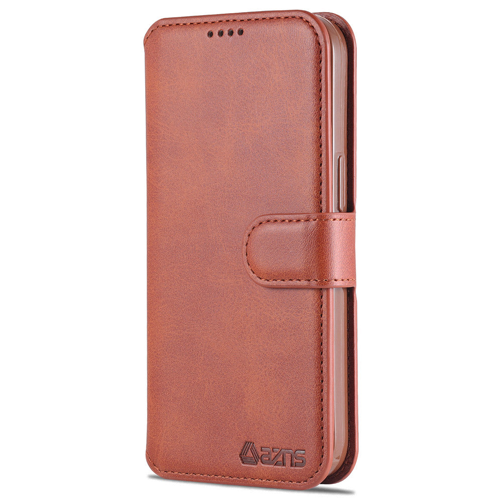 AZNS Wallet Stand Design Anti-Fall Magnetic Clasp Lightweight Leather Phone Cover Case for iPhone 13 Pro Max 6.7 inch