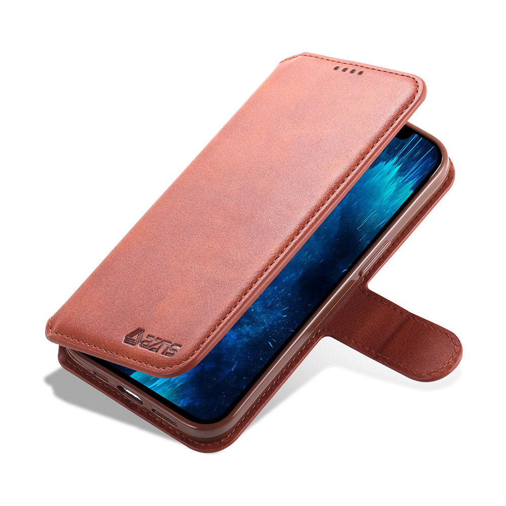 AZNS Wallet Stand Design Anti-Fall Magnetic Clasp Lightweight Leather Phone Cover Case for iPhone 13 Pro Max 6.7 inch