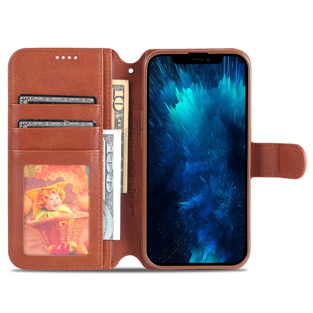 AZNS Wallet Stand Design Anti-Fall Magnetic Clasp Lightweight Leather Phone Cover Case for iPhone 13 Pro Max 6.7 inch