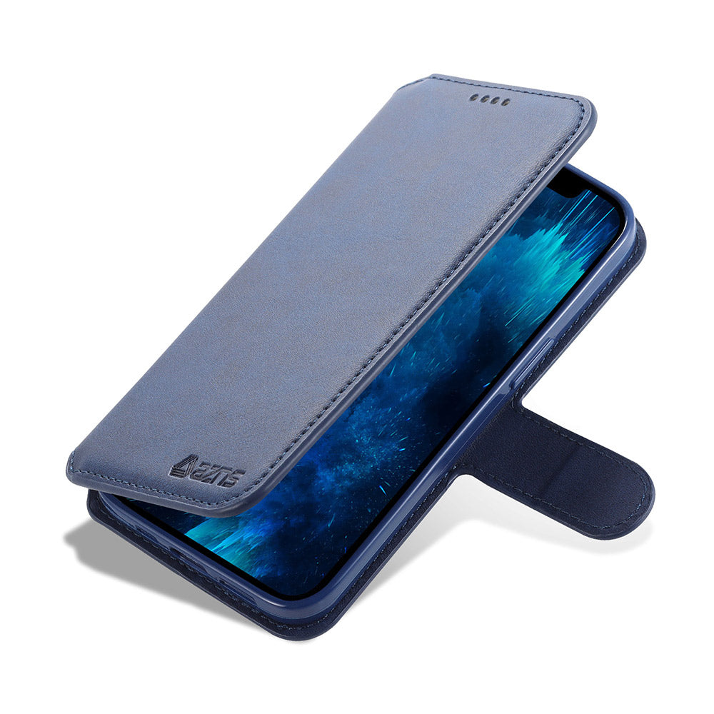 AZNS Wallet Stand Design Anti-Fall Magnetic Clasp Lightweight Leather Phone Cover Case for iPhone 13 Pro Max 6.7 inch