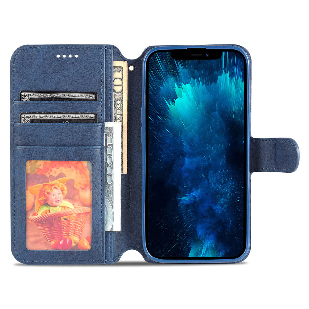AZNS Wallet Stand Design Anti-Fall Magnetic Clasp Lightweight Leather Phone Cover Case for iPhone 13 Pro Max 6.7 inch