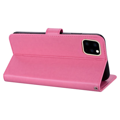 Rhinestone Decor Wallet Stand Leather Case Shell with Imprinted Owl Pattern for iPhone 13 6.1 inch