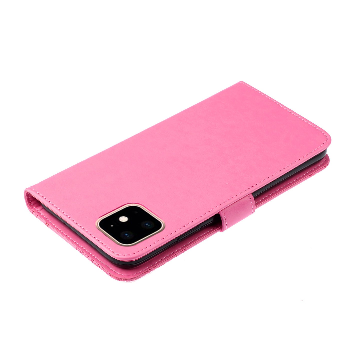 Rhinestone Decor Wallet Stand Leather Case Shell with Imprinted Owl Pattern for iPhone 13 6.1 inch