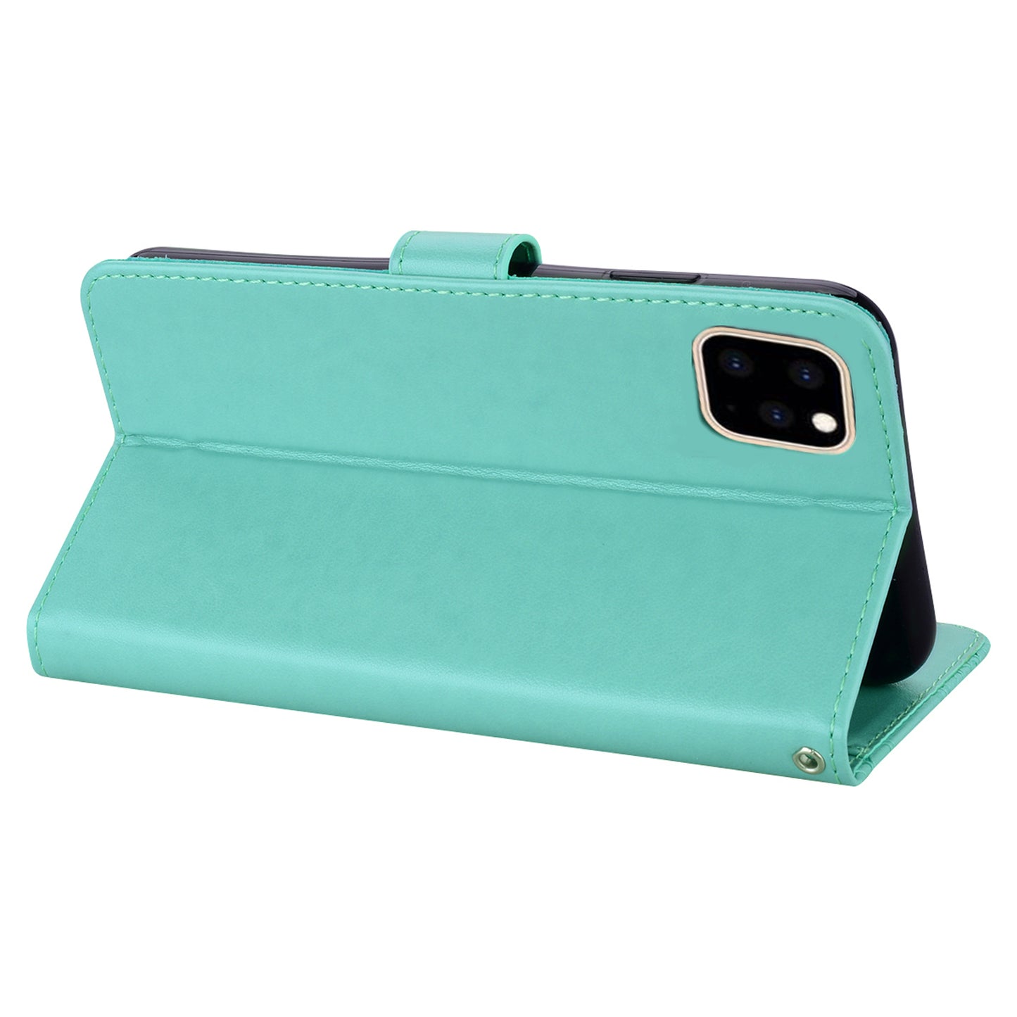 Rhinestone Decor Wallet Stand Leather Case Shell with Imprinted Owl Pattern for iPhone 13 6.1 inch