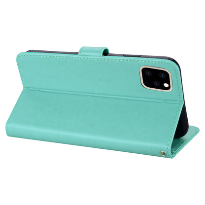 Rhinestone Decor Wallet Stand Leather Case Shell with Imprinted Owl Pattern for iPhone 13 6.1 inch
