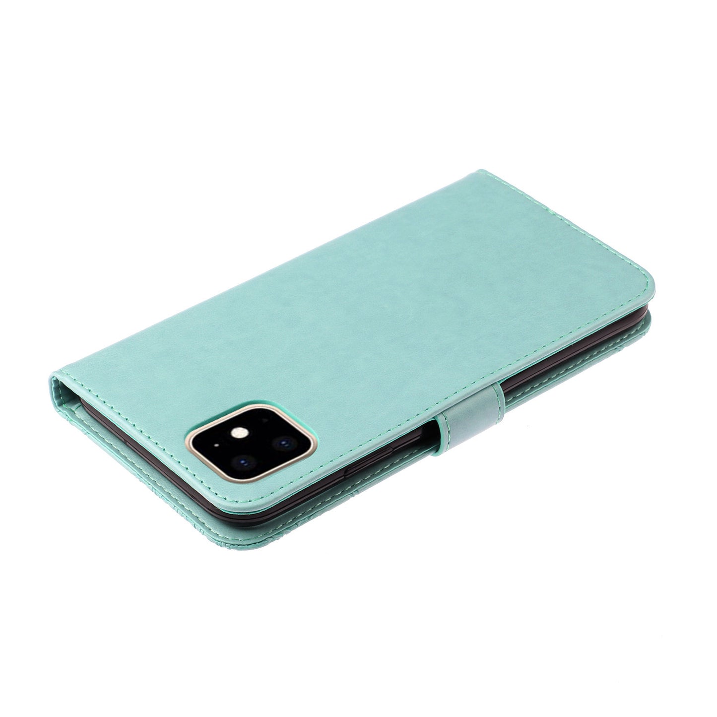 Rhinestone Decor Wallet Stand Leather Case Shell with Imprinted Owl Pattern for iPhone 13 6.1 inch