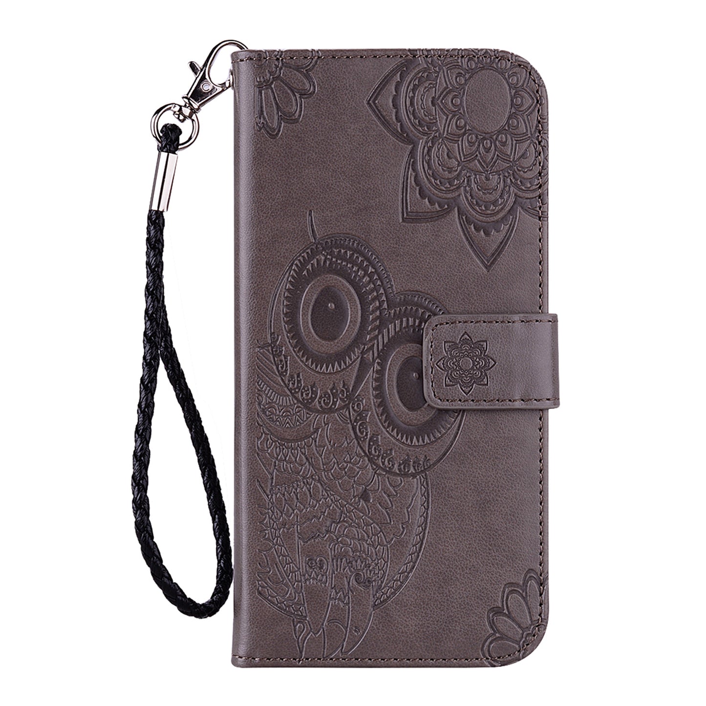 Imprinted Owl Flower PU Leather Phone Stand Case Wallet Shell for iPhone 13 Pro Max 6.7 inch