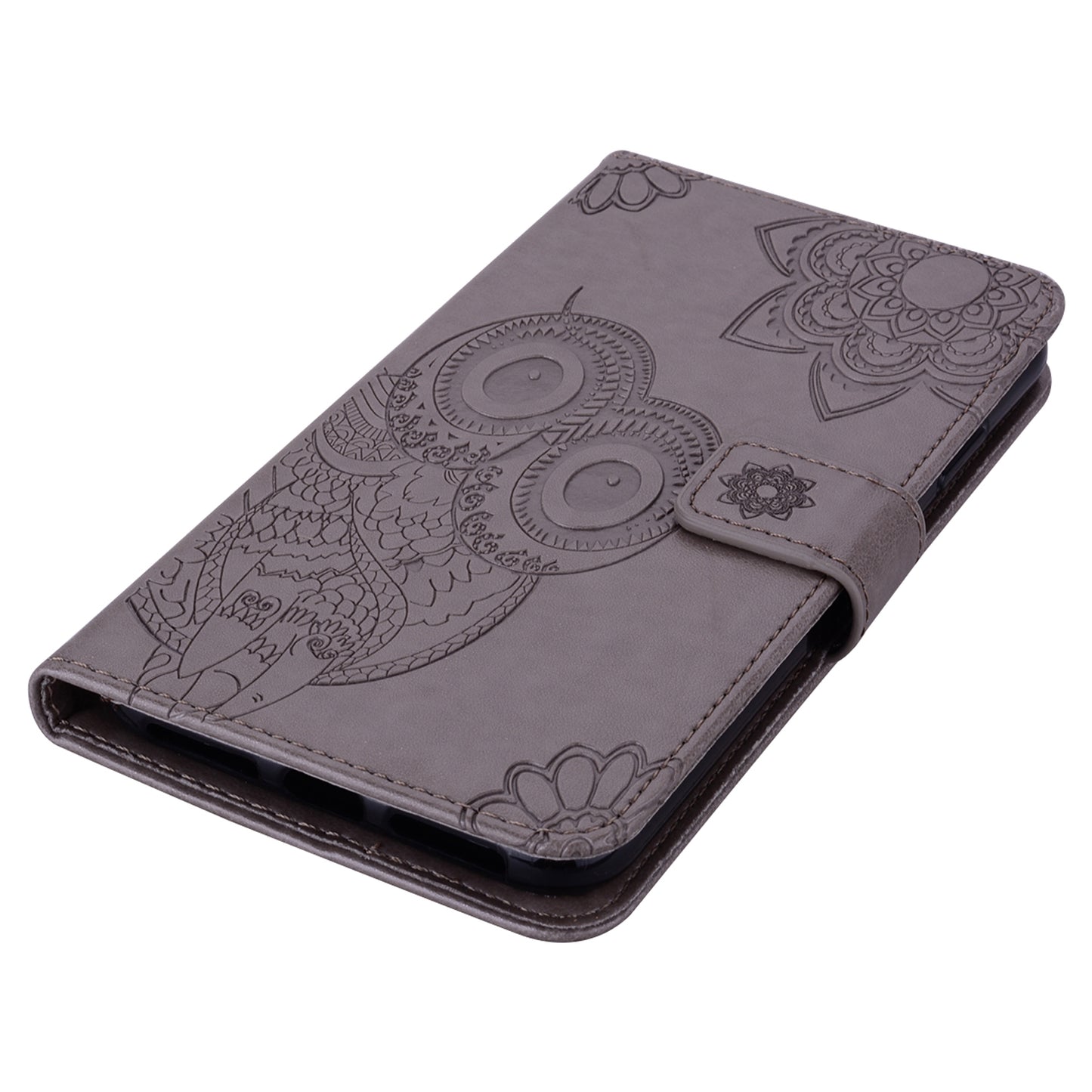 Imprinted Owl Flower PU Leather Phone Stand Case Wallet Shell for iPhone 13 Pro Max 6.7 inch