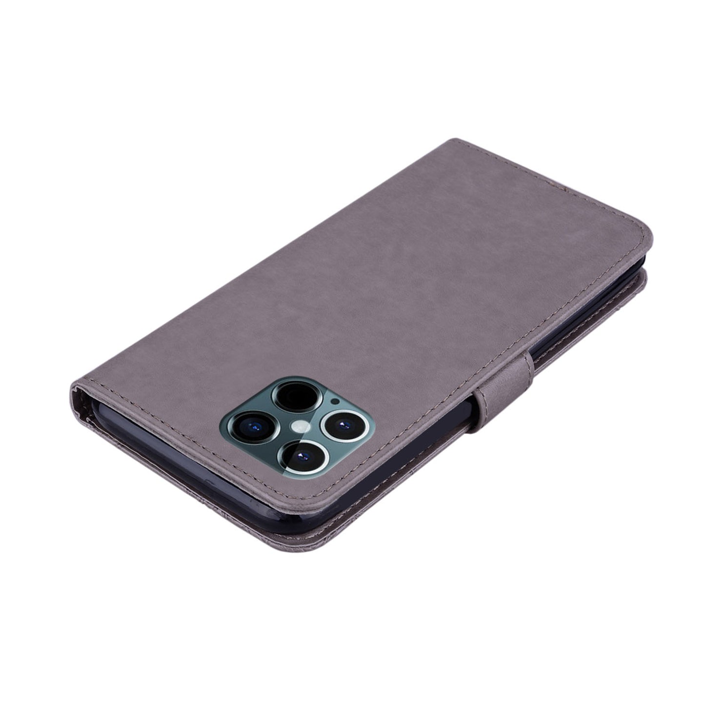 Imprinted Owl Flower PU Leather Phone Stand Case Wallet Shell for iPhone 13 Pro Max 6.7 inch
