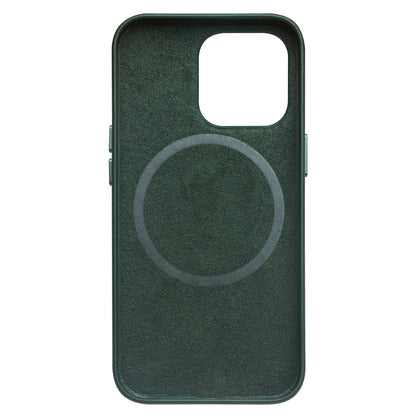 QIALINO For iPhone 13 Pro 6.1 inch Cowhide Leather Coated PC Cover Magnetic Phone Case Compatible with MagSafe Charging