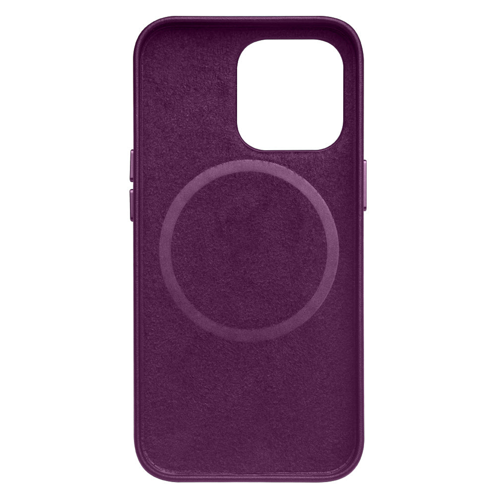 QIALINO For iPhone 13 Pro 6.1 inch Cowhide Leather Coated PC Cover Magnetic Phone Case Compatible with MagSafe Charging