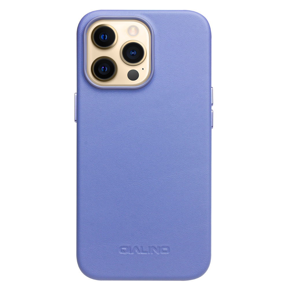 QIALINO Cowhide Leather Coated Protective Phone Case Shell Compatible with MagSafe Charging for iPhone 13 Pro Max 6.7 inch