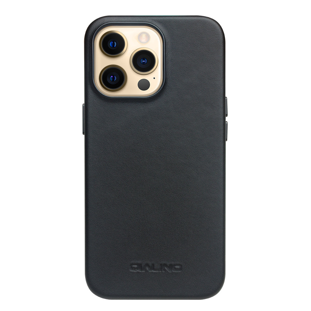 QIALINO Cowhide Leather Coated Protective Phone Case Shell Compatible with MagSafe Charging for iPhone 13 Pro Max 6.7 inch