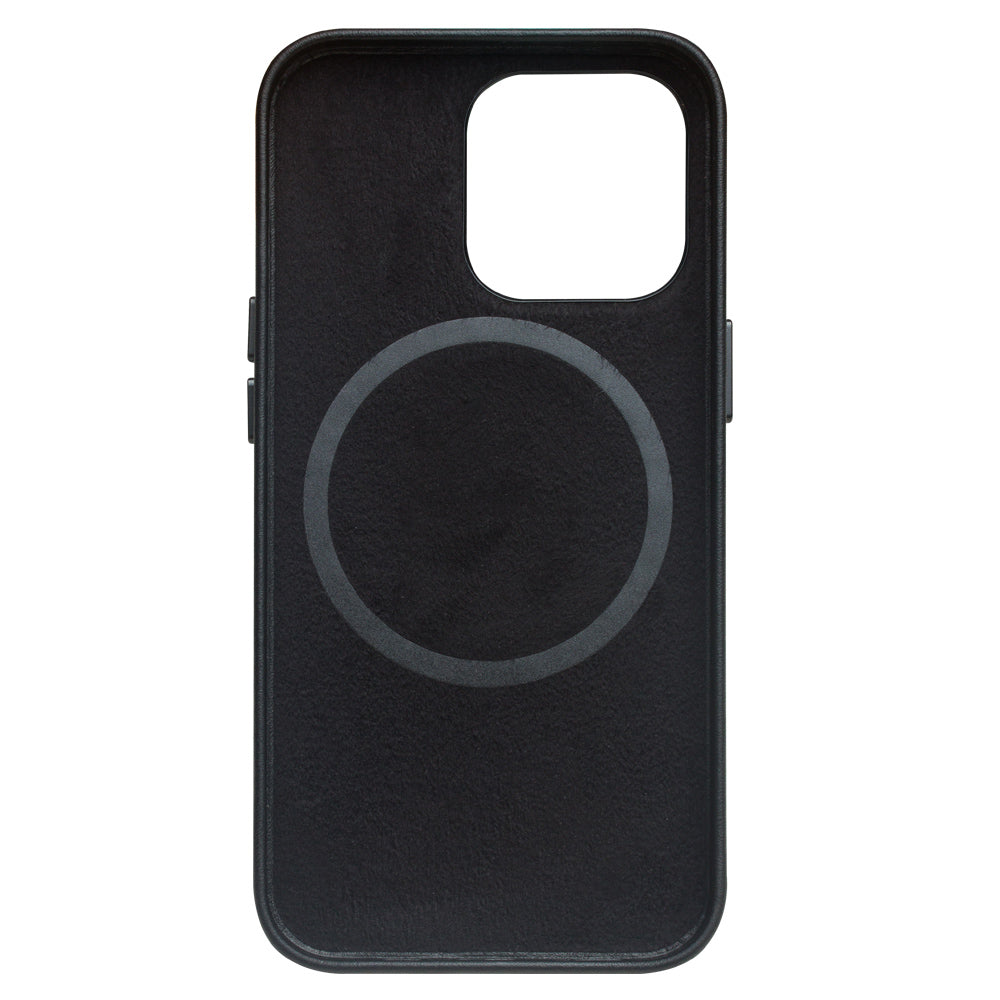 QIALINO Cowhide Leather Coated Protective Phone Case Shell Compatible with MagSafe Charging for iPhone 13 Pro Max 6.7 inch