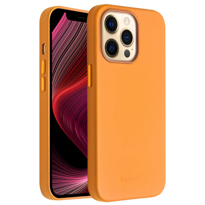 QIALINO Cowhide Leather Coated Protective Phone Case Shell Compatible with MagSafe Charging for iPhone 13 Pro Max 6.7 inch