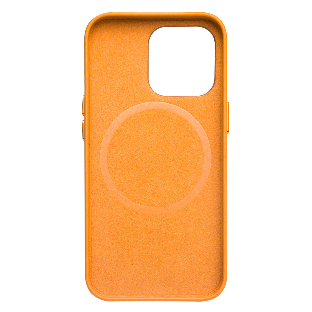 QIALINO Cowhide Leather Coated Protective Phone Case Shell Compatible with MagSafe Charging for iPhone 13 Pro Max 6.7 inch