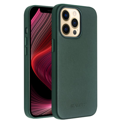 QIALINO Cowhide Leather Coated Protective Phone Case Shell Compatible with MagSafe Charging for iPhone 13 Pro Max 6.7 inch