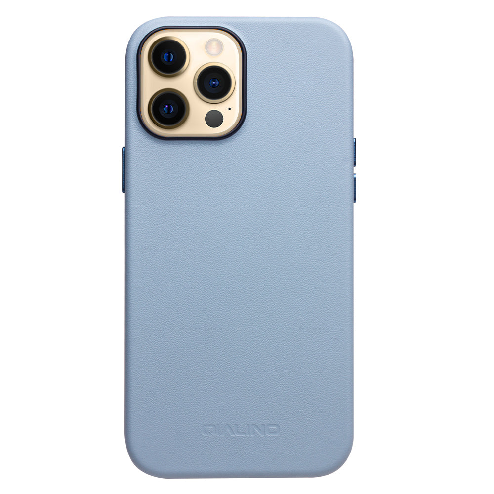 QIALINO Cowhide Leather Coated Protective Phone Case Shell Compatible with MagSafe Charging for iPhone 13 Pro Max 6.7 inch