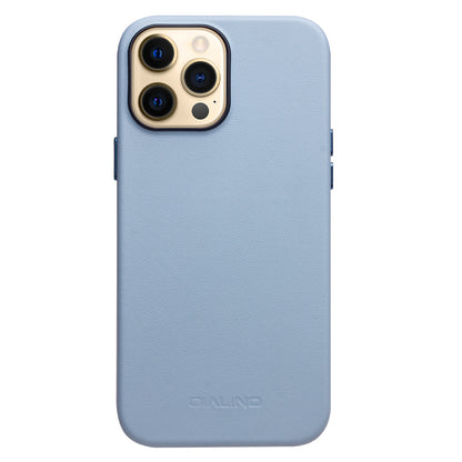 QIALINO Cowhide Leather Coated Protective Phone Case Shell Compatible with MagSafe Charging for iPhone 13 Pro Max 6.7 inch