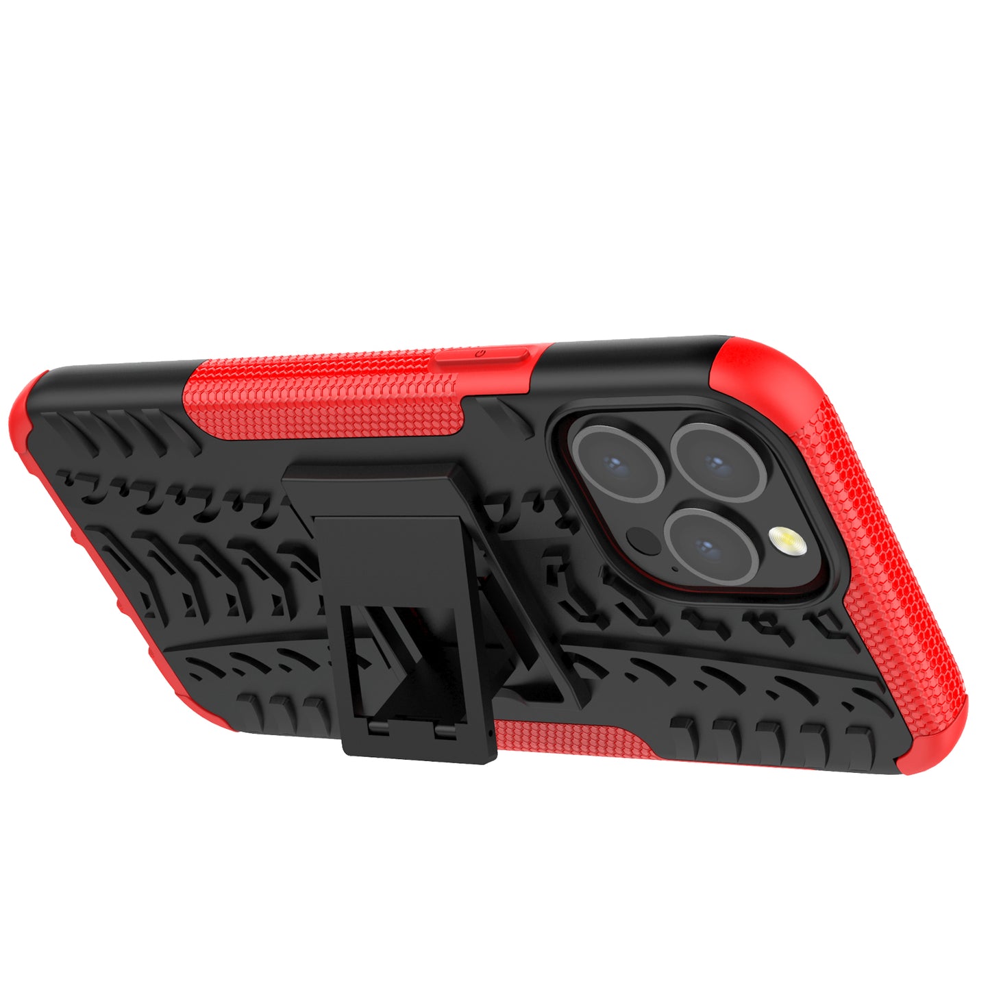 Heavy Duty Protection Tire Texture PC + TPU Shockproof Cover Case with Kickstand for iPhone 13 Pro Max 6.7 inch