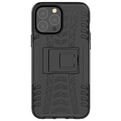 Heavy Duty Protection Tire Texture PC + TPU Shockproof Cover Case with Kickstand for iPhone 13 Pro Max 6.7 inch