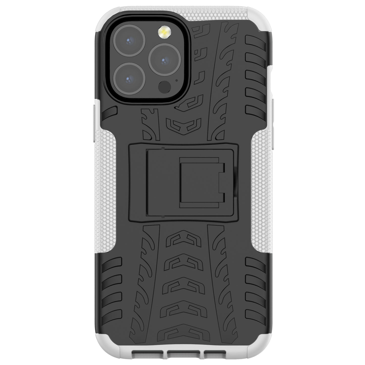 Heavy Duty Protection Tire Texture PC + TPU Shockproof Cover Case with Kickstand for iPhone 13 Pro Max 6.7 inch