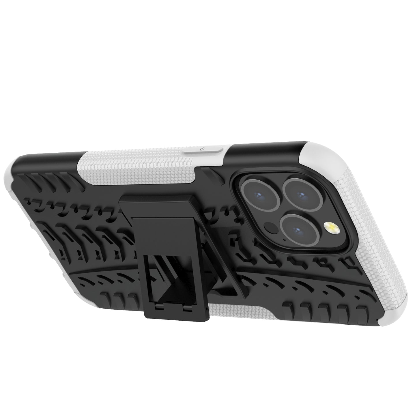 Heavy Duty Protection Tire Texture PC + TPU Shockproof Cover Case with Kickstand for iPhone 13 Pro Max 6.7 inch