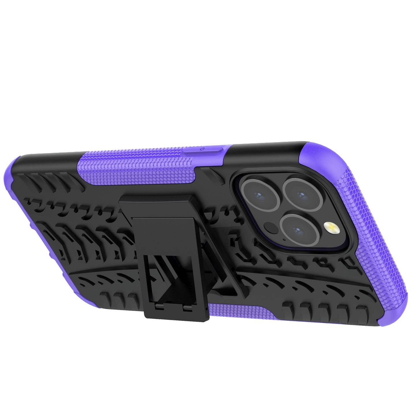 Heavy Duty Protection Tire Texture PC + TPU Shockproof Cover Case with Kickstand for iPhone 13 Pro Max 6.7 inch