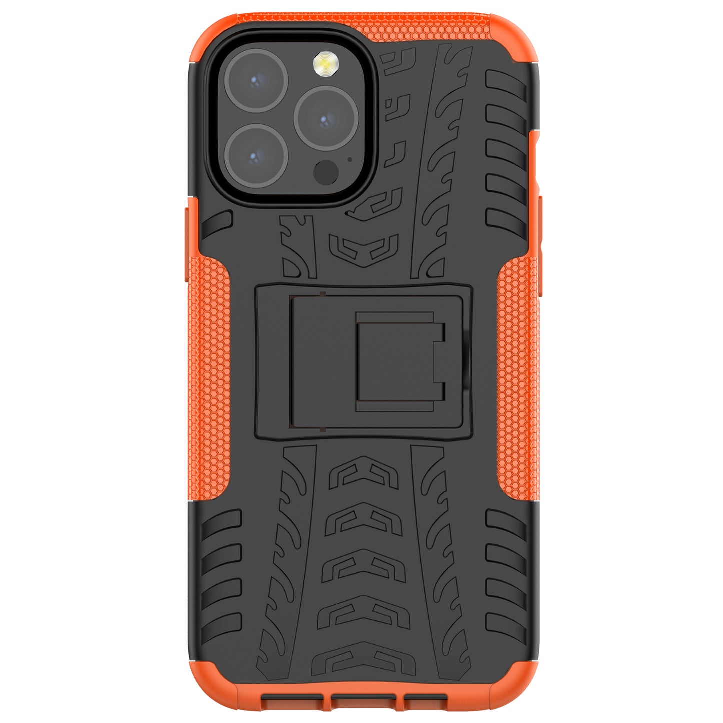 Heavy Duty Protection Tire Texture PC + TPU Shockproof Cover Case with Kickstand for iPhone 13 Pro Max 6.7 inch