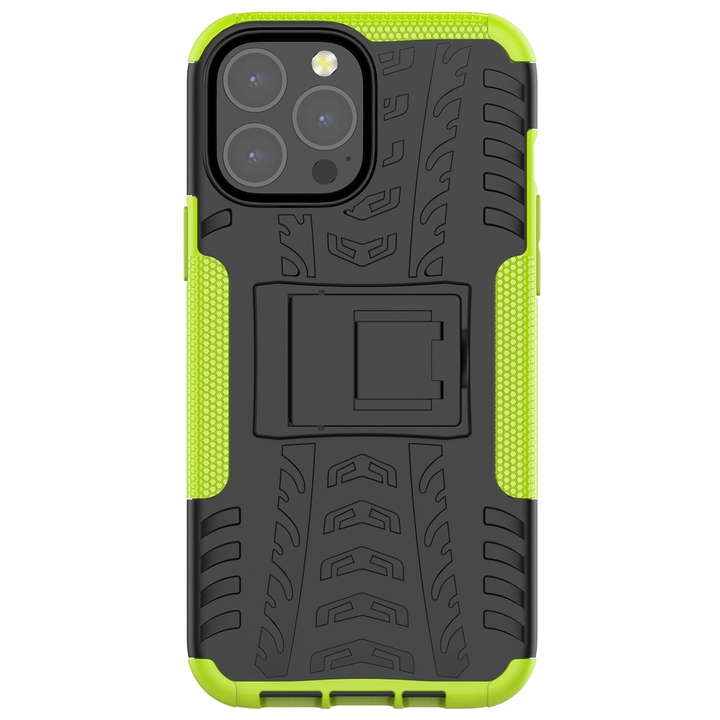 Heavy Duty Protection Tire Texture PC + TPU Shockproof Cover Case with Kickstand for iPhone 13 Pro Max 6.7 inch