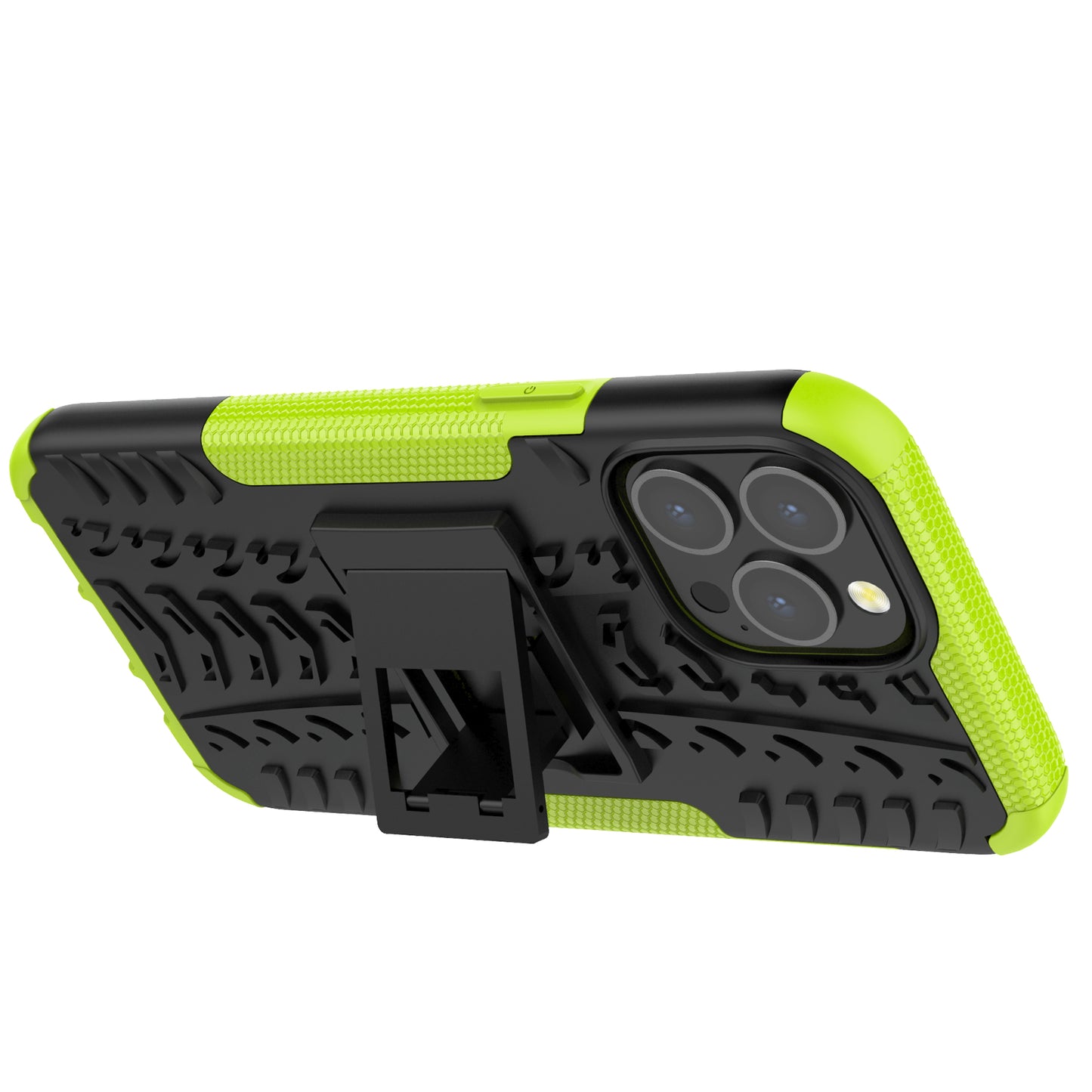 Heavy Duty Protection Tire Texture PC + TPU Shockproof Cover Case with Kickstand for iPhone 13 Pro Max 6.7 inch
