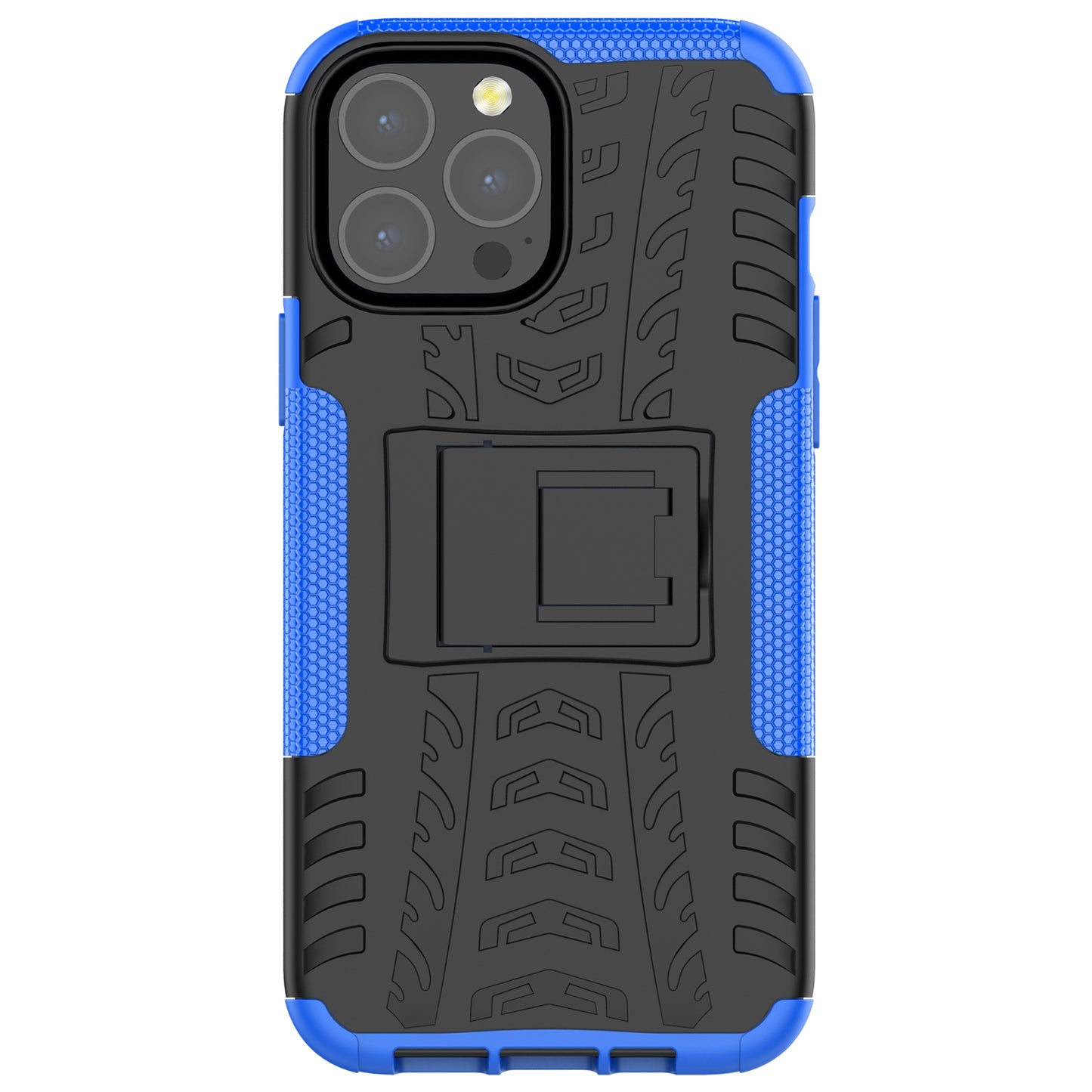 Heavy Duty Protection Tire Texture PC + TPU Shockproof Cover Case with Kickstand for iPhone 13 Pro Max 6.7 inch
