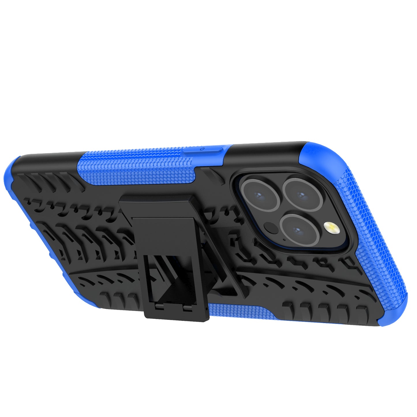 Heavy Duty Protection Tire Texture PC + TPU Shockproof Cover Case with Kickstand for iPhone 13 Pro Max 6.7 inch