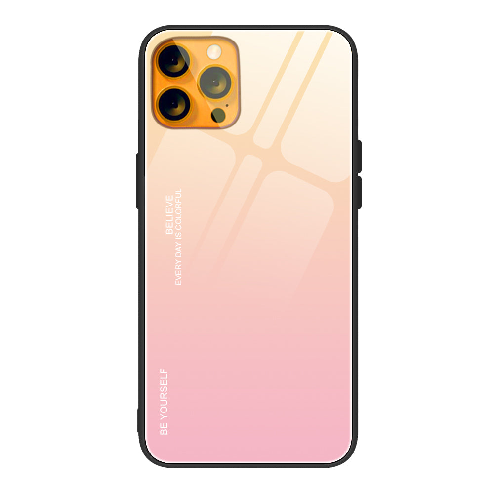 Slim Light Gradient 9H Hardness Tempered Glass + TPU Wear-Resistant Anti-Drop Hybrid Phone Cover Case for iPhone 13 Pro 6.1 inch
