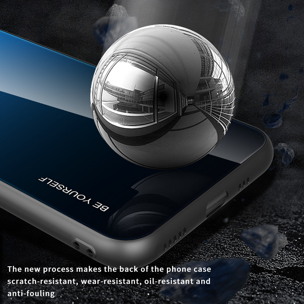 Slim Light Gradient 9H Hardness Tempered Glass + TPU Wear-Resistant Anti-Drop Hybrid Phone Cover Case for iPhone 13 Pro 6.1 inch