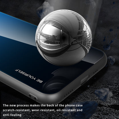 Slim Light Gradient 9H Hardness Tempered Glass + TPU Wear-Resistant Anti-Drop Hybrid Phone Cover Case for iPhone 13 Pro 6.1 inch