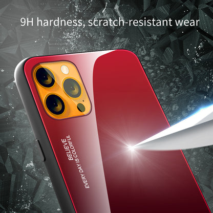 Slim Light Gradient 9H Hardness Tempered Glass + TPU Wear-Resistant Anti-Drop Hybrid Phone Cover Case for iPhone 13 Pro 6.1 inch