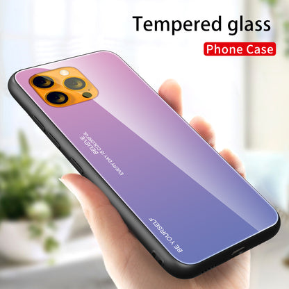 Slim Light Gradient 9H Hardness Tempered Glass + TPU Wear-Resistant Anti-Drop Hybrid Phone Cover Case for iPhone 13 Pro 6.1 inch