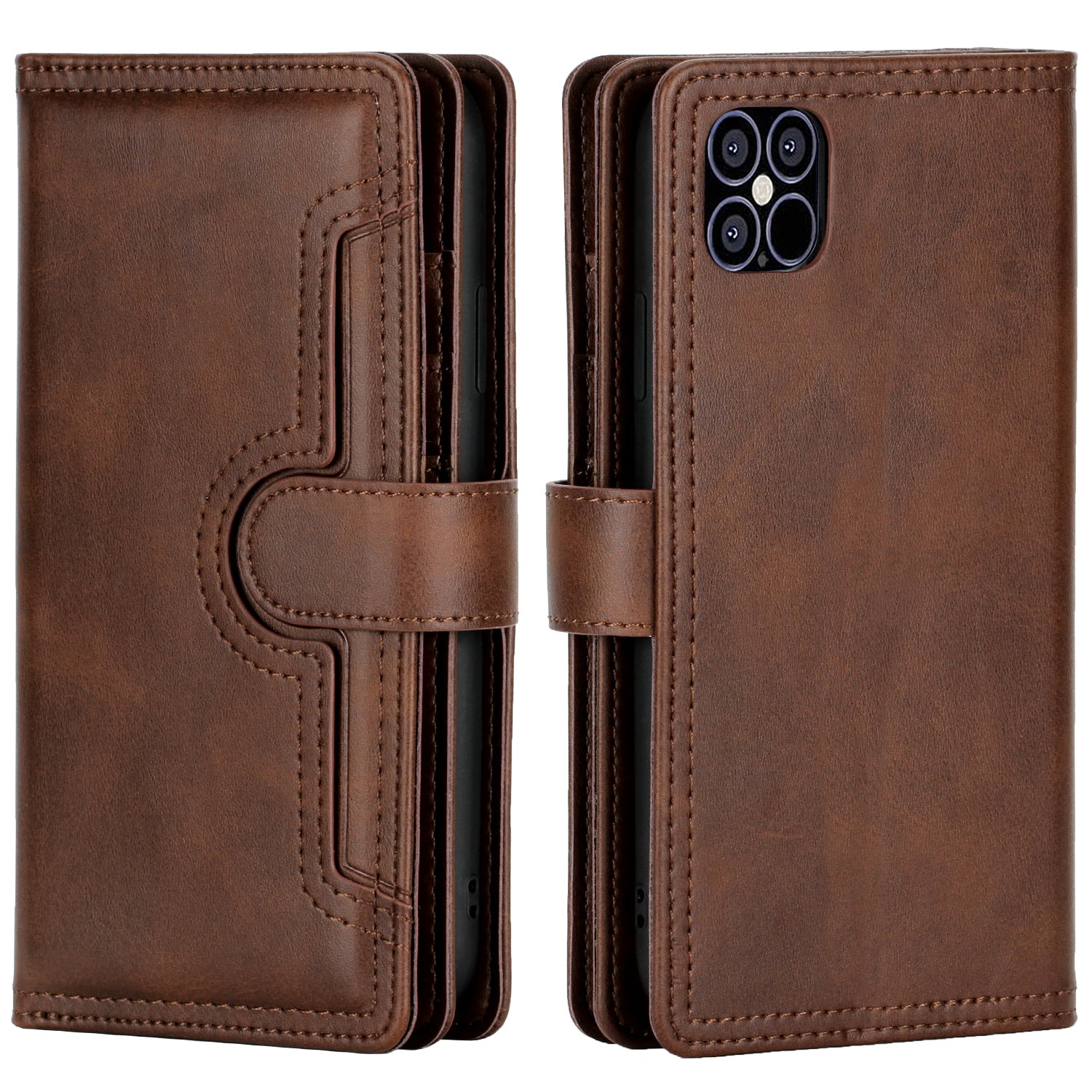 Magnetic Clasp Split Leather Phone Stand Case Protector with Multiple Card Slots for iPhone 13 Pro Max 6.7 inch