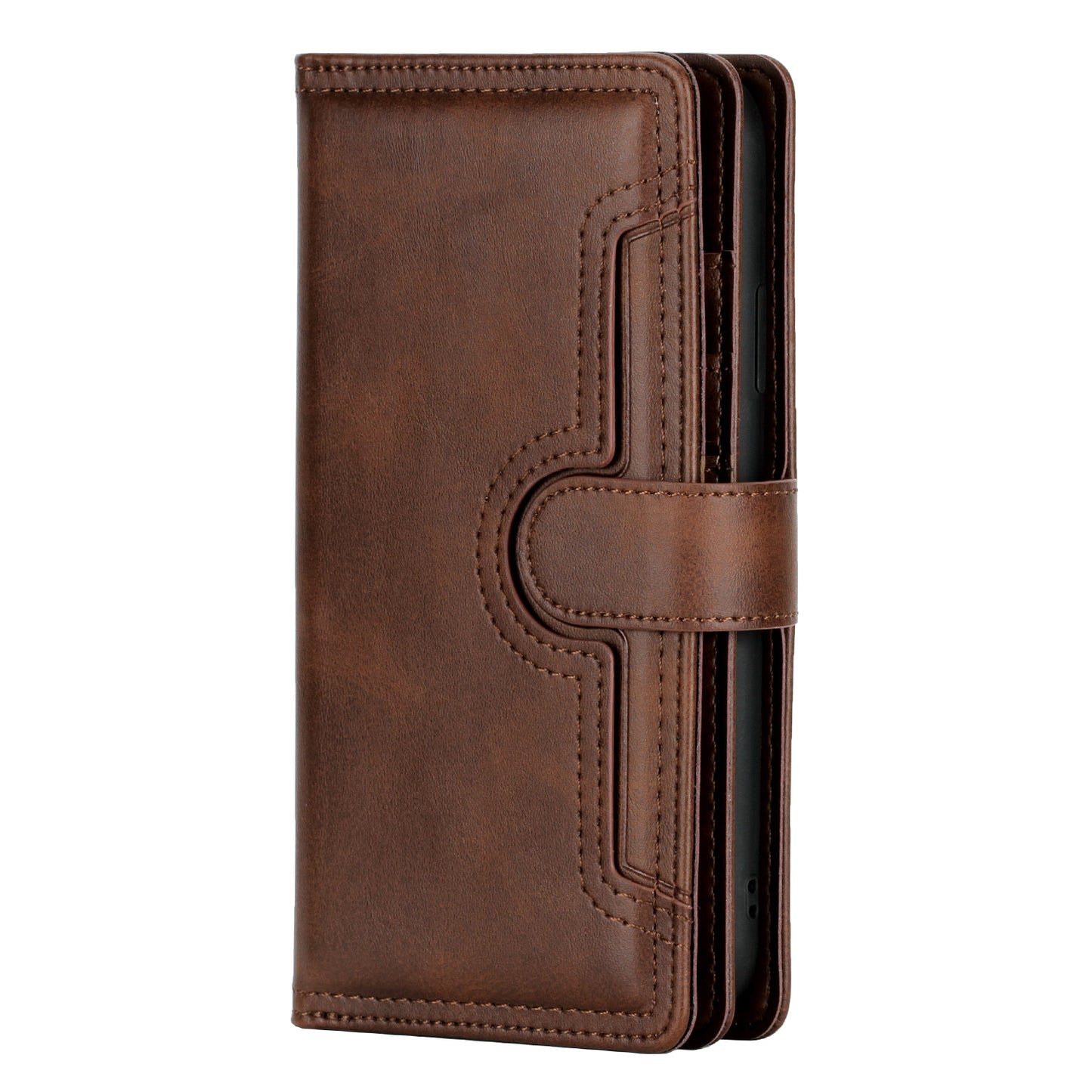 Magnetic Clasp Split Leather Phone Stand Case Protector with Multiple Card Slots for iPhone 13 Pro Max 6.7 inch