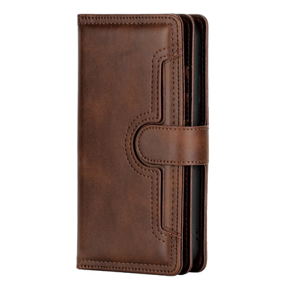 Magnetic Clasp Split Leather Phone Stand Case Protector with Multiple Card Slots for iPhone 13 Pro Max 6.7 inch