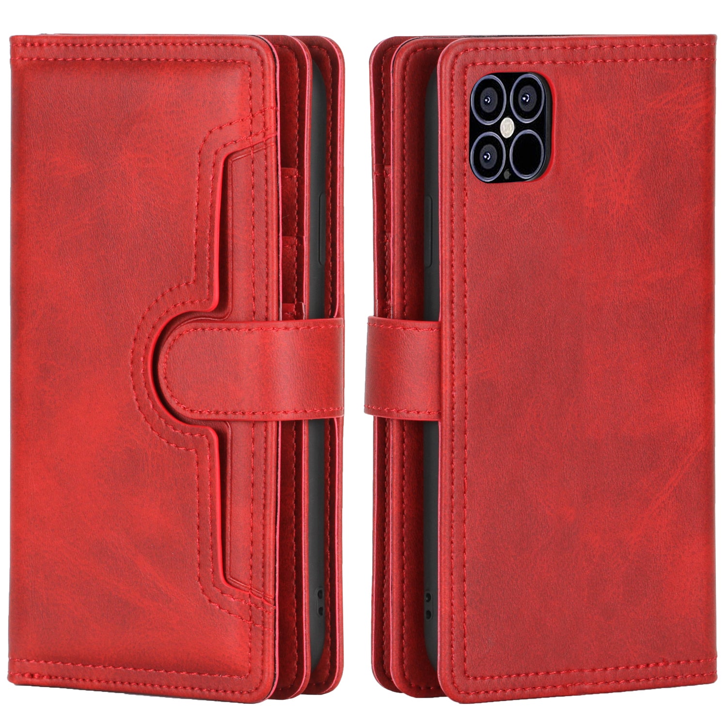 Full Protection Split Leather Phone Shell Case with Multiple Card Slots for iPhone 13 Pro 6.1 inch
