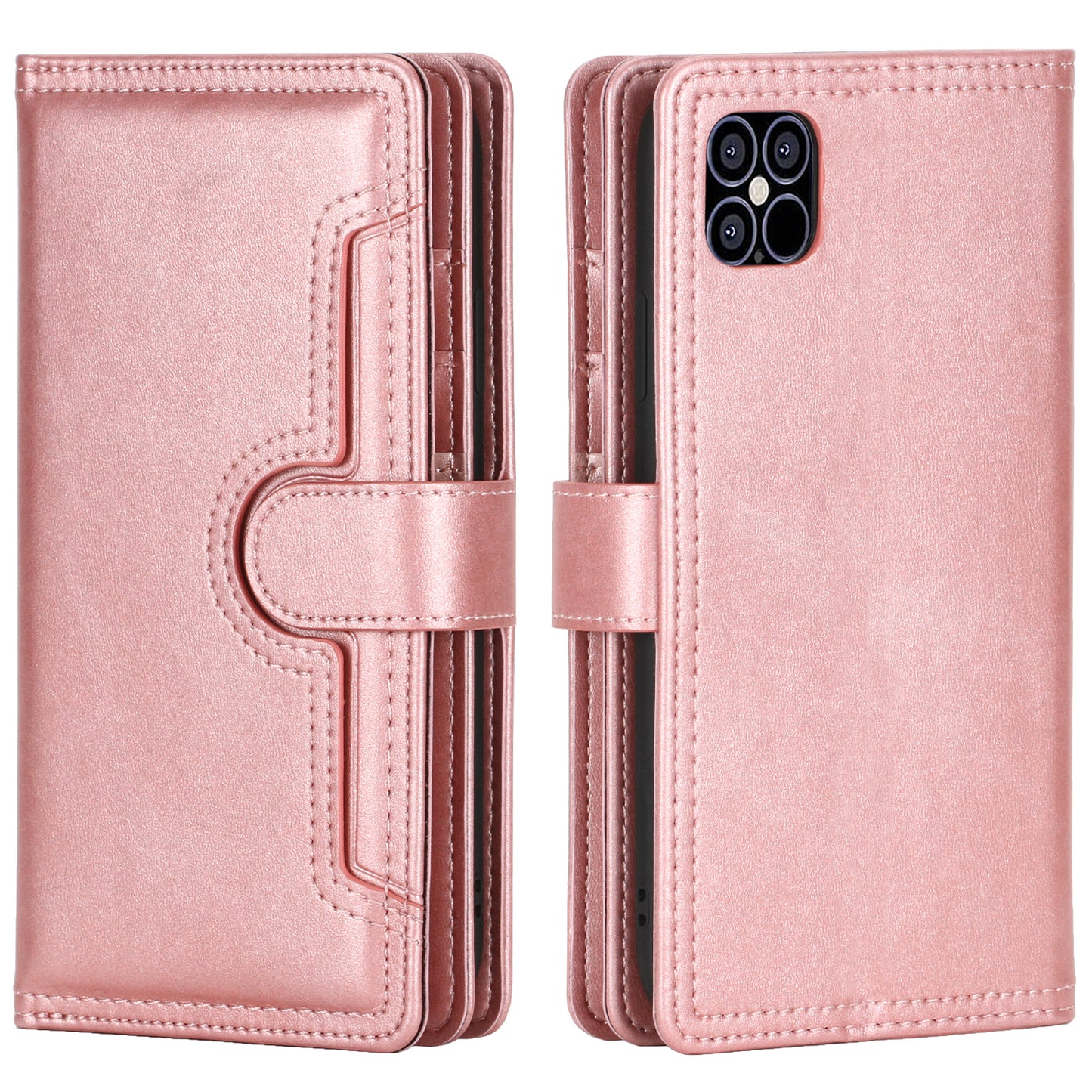 Full Protection Split Leather Phone Shell Case with Multiple Card Slots for iPhone 13 Pro 6.1 inch