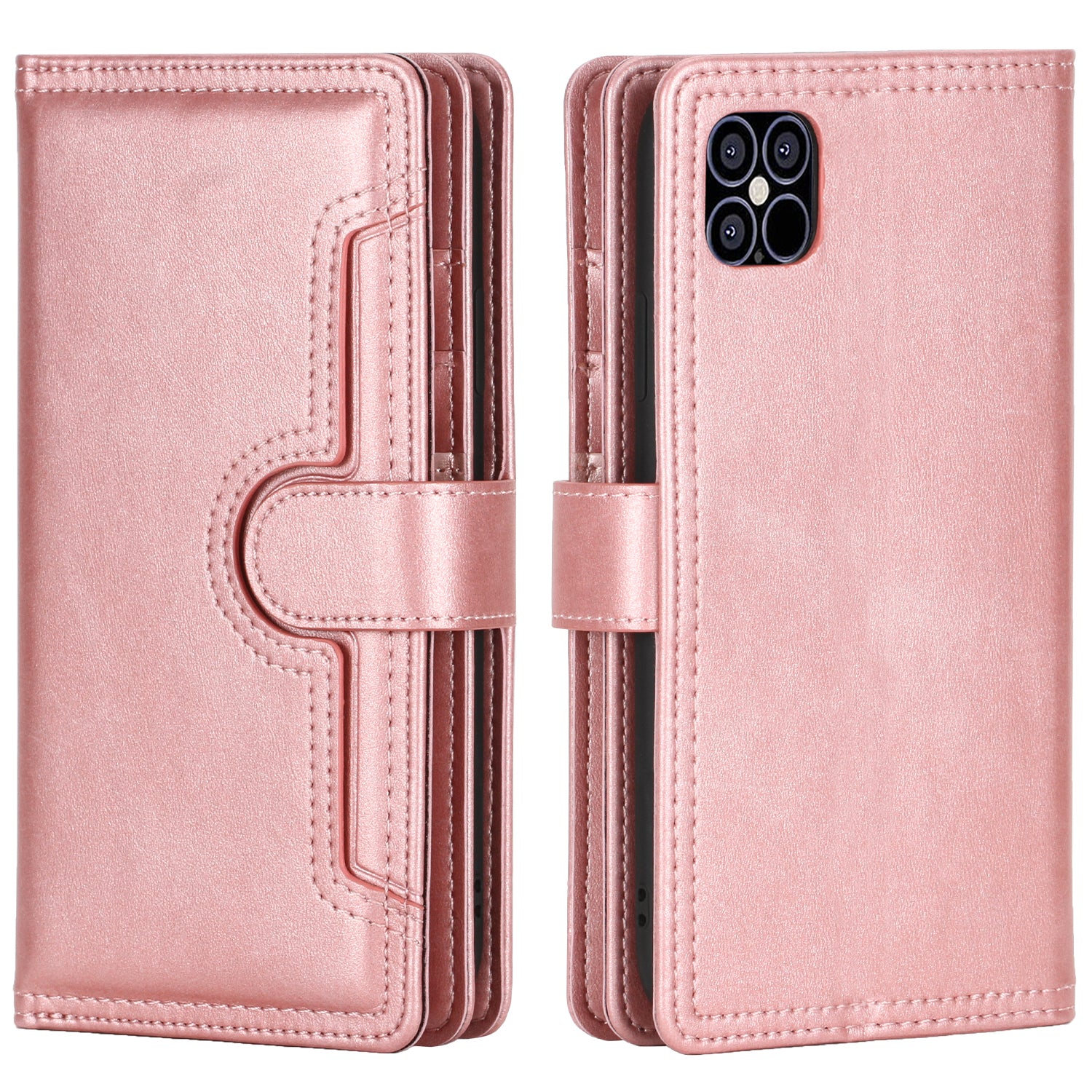 Full Protection Split Leather Phone Shell Case with Multiple Card Slots for iPhone 13 Pro 6.1 inch
