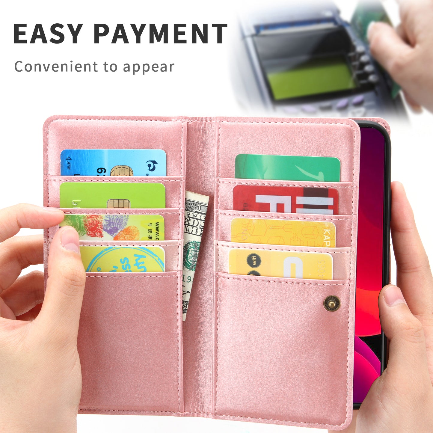 Full Protection Split Leather Phone Shell Case with Multiple Card Slots for iPhone 13 Pro 6.1 inch