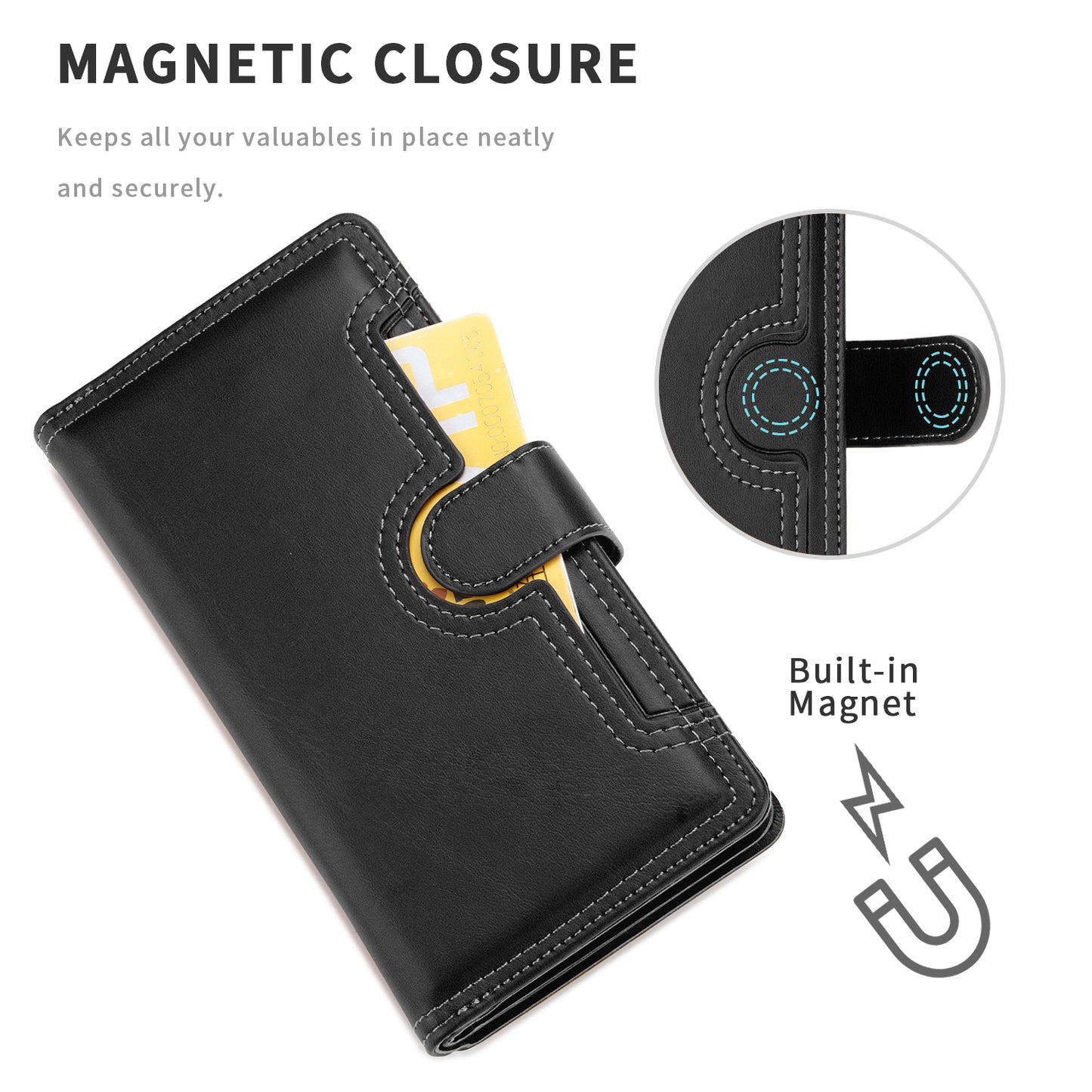 Full Protection Split Leather Phone Shell Case with Multiple Card Slots for iPhone 13 Pro 6.1 inch