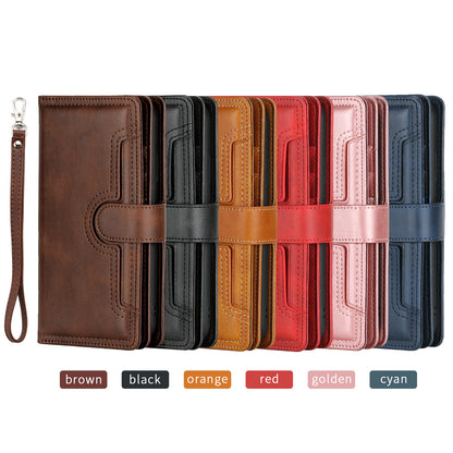 Full Protection Split Leather Phone Shell Case with Multiple Card Slots for iPhone 13 Pro 6.1 inch