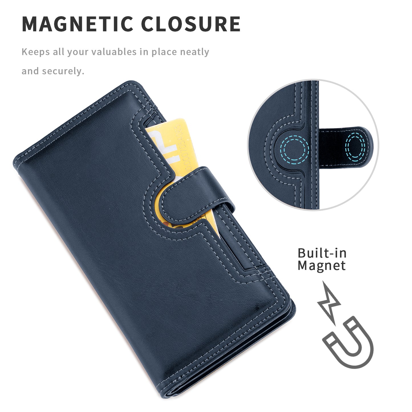 Full Protection Split Leather Phone Shell Case with Multiple Card Slots for iPhone 13 Pro 6.1 inch