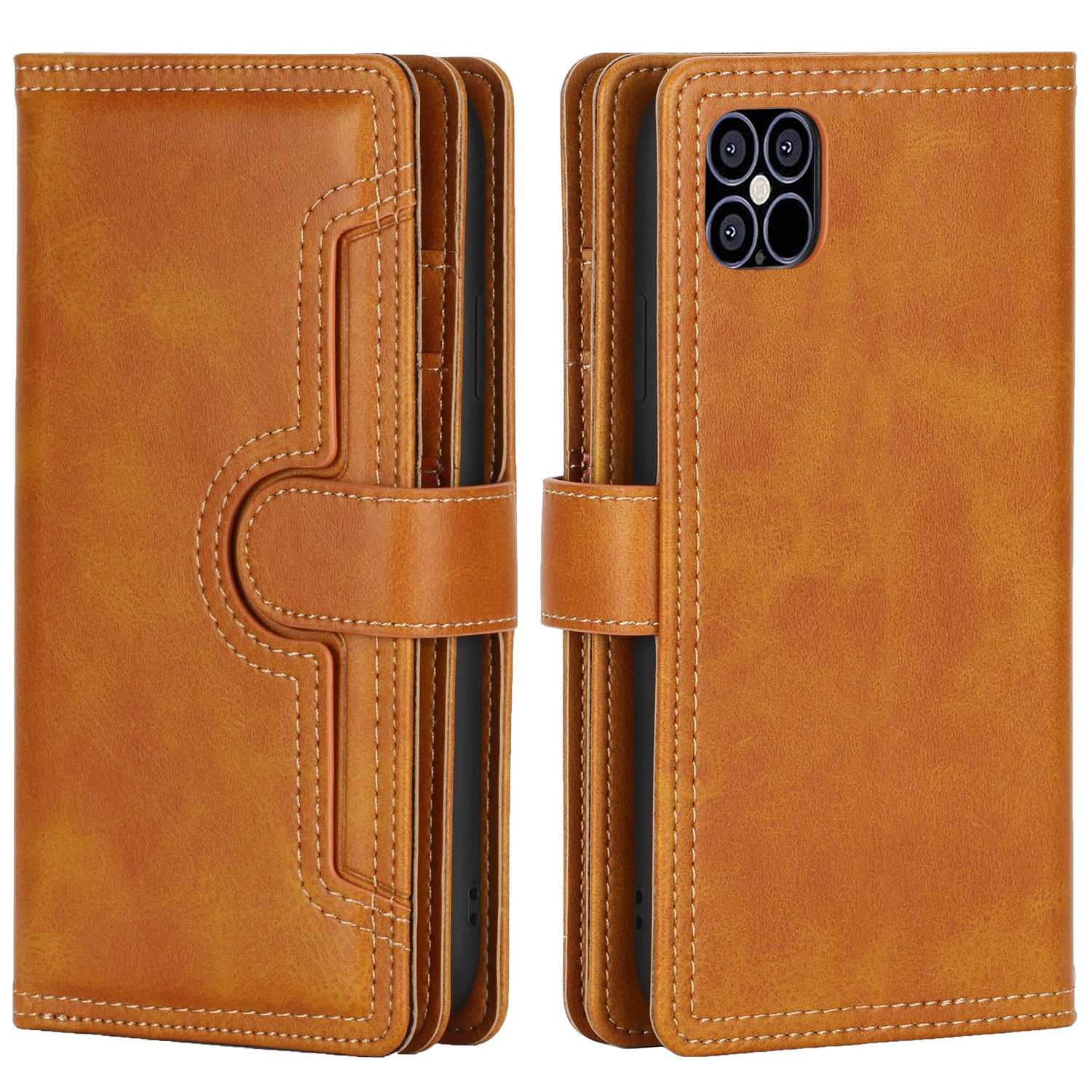 Full Protection Split Leather Phone Shell Case with Multiple Card Slots for iPhone 13 Pro 6.1 inch