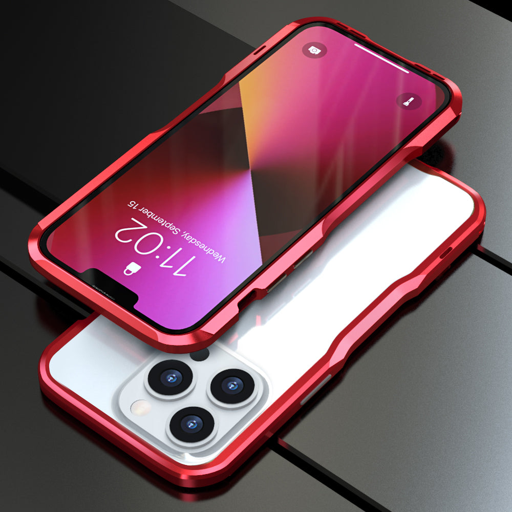 LUPHIE Drop Protection Ultra Thin Aluminum Metal Bumper Cover for iPhone 13 Pro 6.1 inch